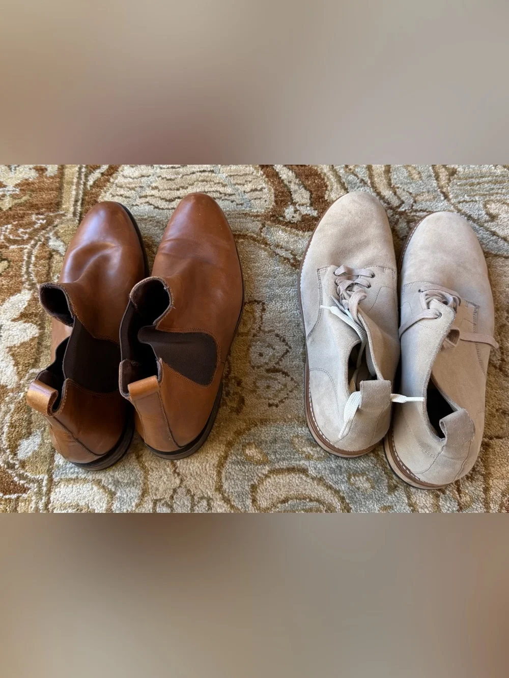Banana Republic Brown Leather Chelsea & Beige Suede Chukka Pair Both Size 10